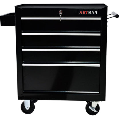 4 DRAWERS MULTIFUNCTIONAL TOOL CART WITH WHEELS-BLACK