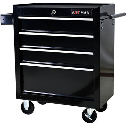 4 DRAWERS MULTIFUNCTIONAL TOOL CART WITH WHEELS-BLACK