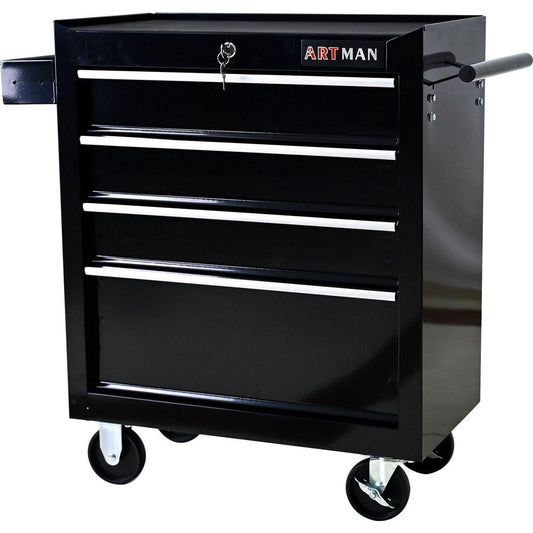 4 DRAWERS MULTIFUNCTIONAL TOOL CART WITH WHEELS-BLACK
