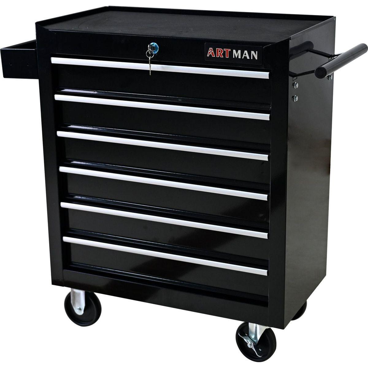 6 DRAWERS MULTIFUNCTIONAL TOOL CART WITH WHEELS-BLACK