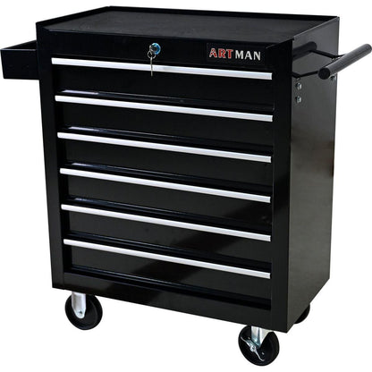 6 DRAWERS MULTIFUNCTIONAL TOOL CART WITH WHEELS-BLACK