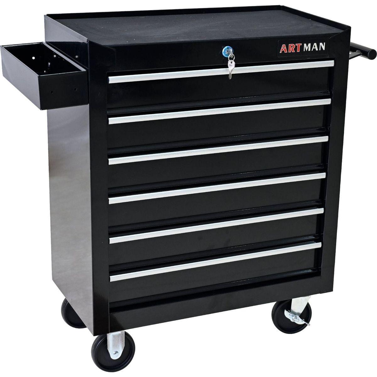 6 DRAWERS MULTIFUNCTIONAL TOOL CART WITH WHEELS-BLACK
