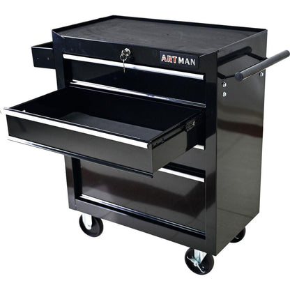 4 DRAWERS MULTIFUNCTIONAL TOOL CART WITH WHEELS-BLACK