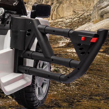 12v7a 30wx2 Four-wheel drive leather seat one button start,forward and backward, high and low speed, music, front light, power display, two doors can open, 2.4G R/C, seat belt four wheel absorber