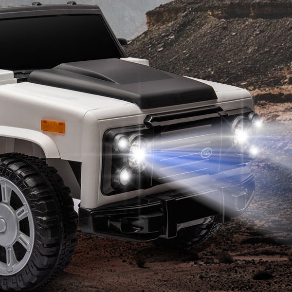 12v7a 30wx2 Four-wheel drive leather seat one button start,forward and backward, high and low speed, music, front light, power display, two doors can open, 2.4G R/C, seat belt four wheel absorber