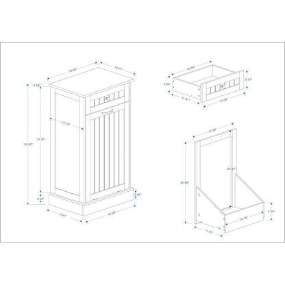 One Drawers and One-Compartment Tilt-Out Trash Cabinet Kitchen Trash Cabinet-White