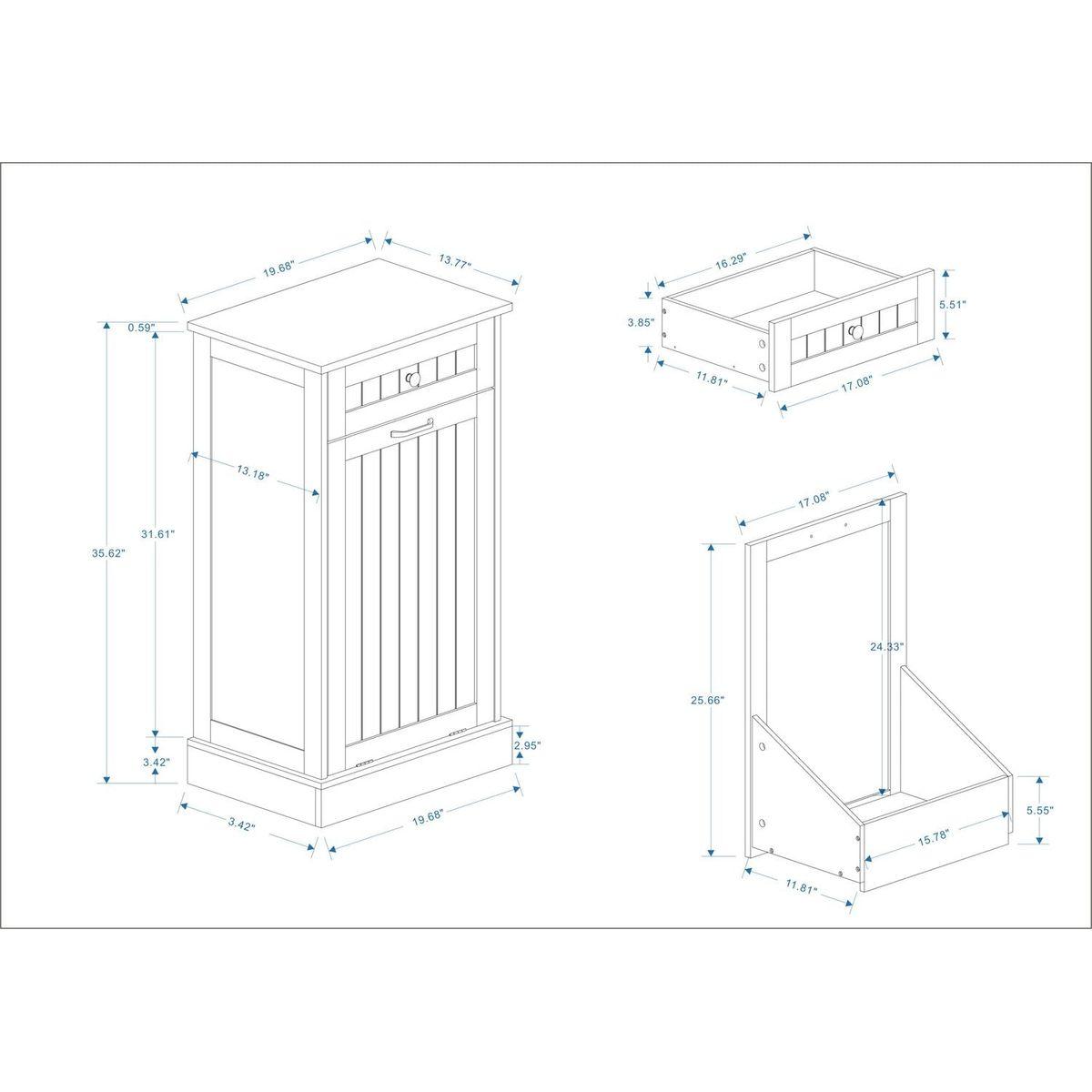 One Drawers and One-Compartment Tilt-Out Trash Cabinet Kitchen Trash Cabinet-Black
