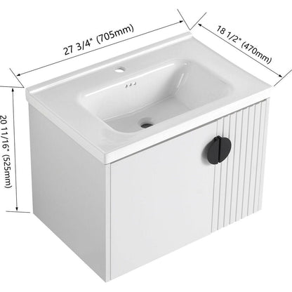 28 Inch Bathroom Vanity with Ceramic Sink, For Small Bathroom, Bathroom Vanity with Soft Close Door