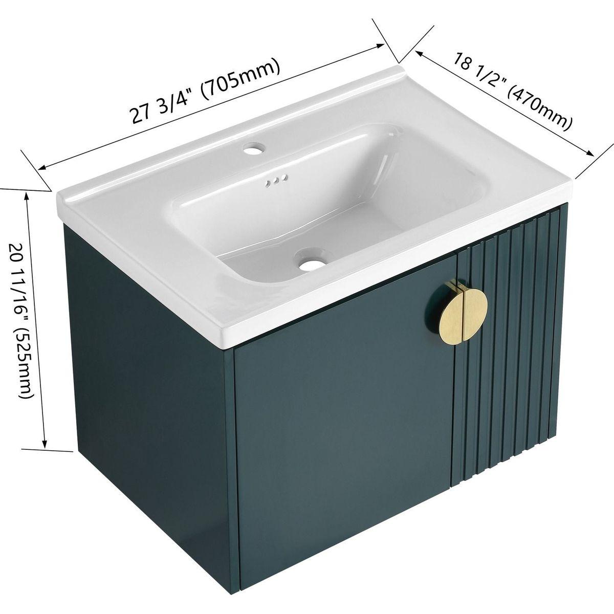 28 Inch Bathroom Vanity with Ceramic Sink, For Small Bathroom, Bathroom Vanity with Soft Close Door