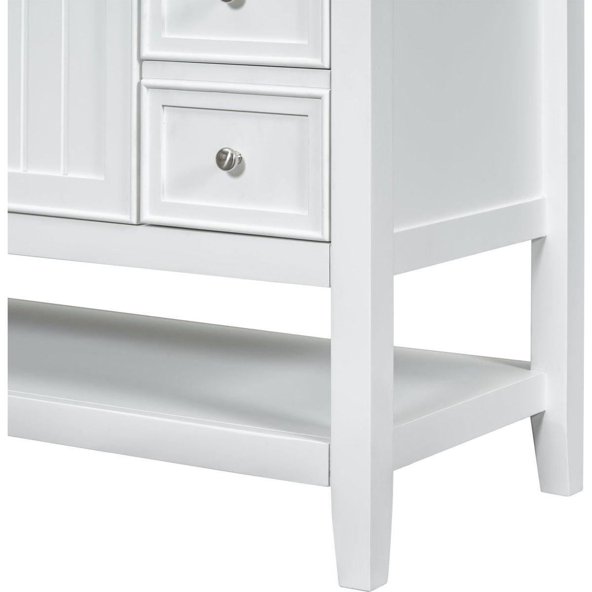 36" Bathroom Vanity without Sink, Cabinet Base Only, One Cabinet and three Drawers, White