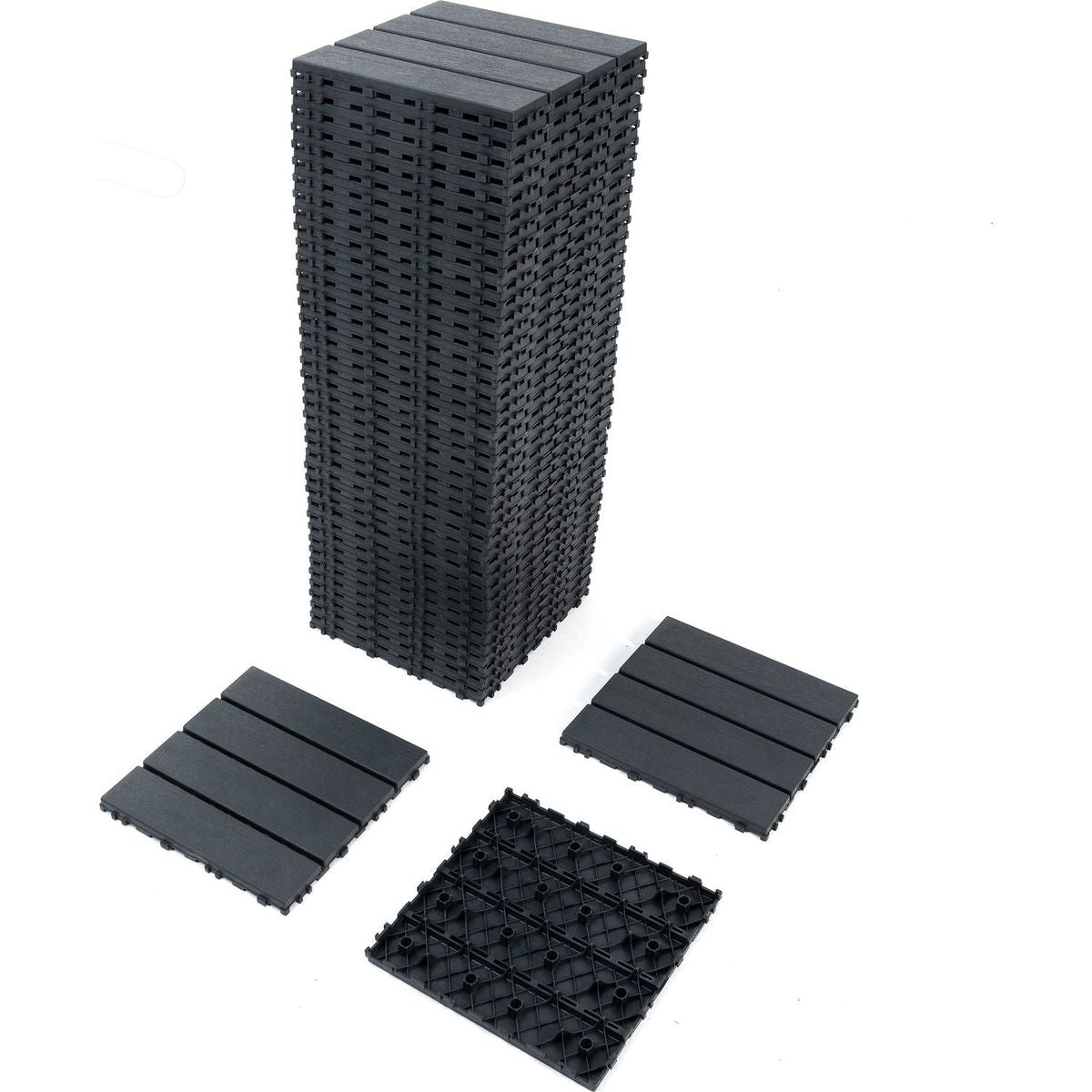 Plastic Interlocking Deck Tiles,44 Pack Patio Deck Tiles,12"x12" Square Waterproof Outdoor All Weather Use, Patio Decking Tiles for Poolside Balcony Backyard, Grey