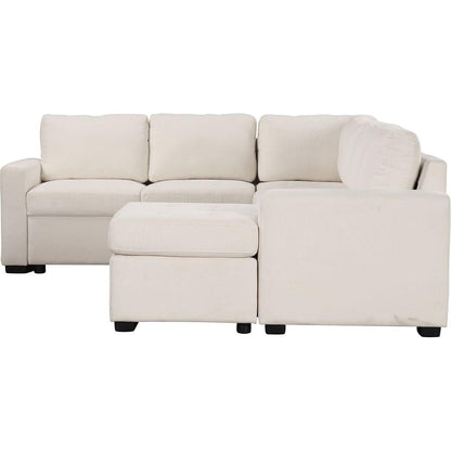 Sectional Sleeper Sofa with Pull-out Bed and Lounge Chair, USB and Type-C Interfaces, Suitable for Living Room, Office, and Spacious Spaces