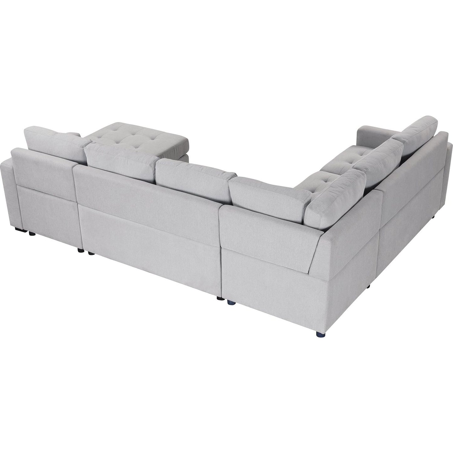 Sectional Sleeper Sofa with Pull-out Bed and Lounge Chair, USB and Type-C Interfaces, Suitable for Living Room, Office, and Spacious Spaces