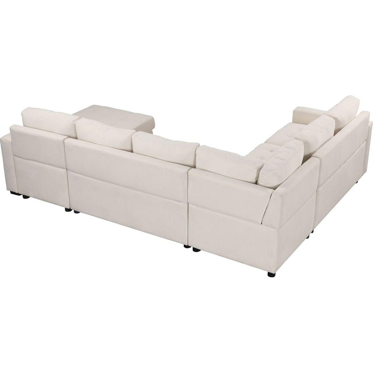 Sectional Sleeper Sofa with Pull-out Bed and Lounge Chair, USB and Type-C Interfaces, Suitable for Living Room, Office, and Spacious Spaces
