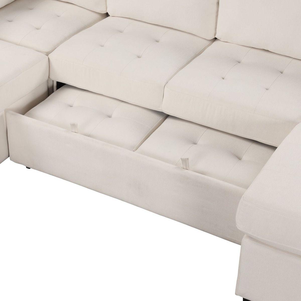 Sectional Sleeper Sofa with Pull-out Bed and Lounge Chair, USB and Type-C Interfaces, Suitable for Living Room, Office, and Spacious Spaces