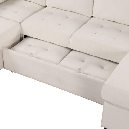 Sectional Sleeper Sofa with Pull-out Bed and Lounge Chair, USB and Type-C Interfaces, Suitable for Living Room, Office, and Spacious Spaces