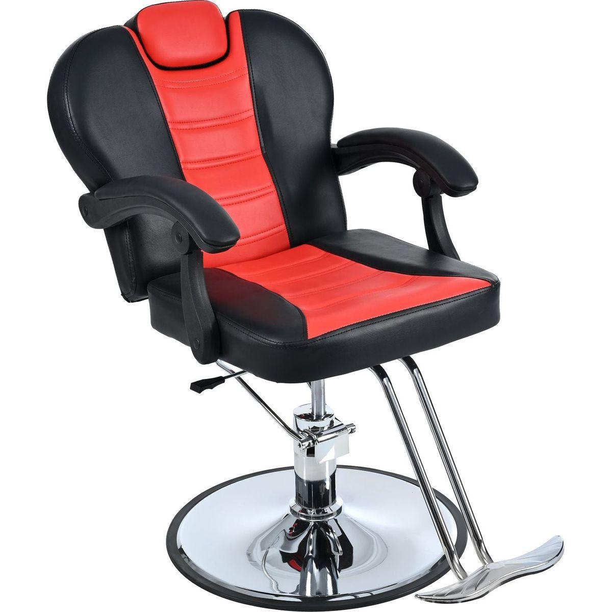 Classic Reclining barber Chair Salon Chair for Hair Stylist with Heavy Duty Hydraulic Pump, 360 Rotation, Tattoo Chair Shampoo Beauty Salon Equipment, Max Load Weight 330 Lbs, Red & Black