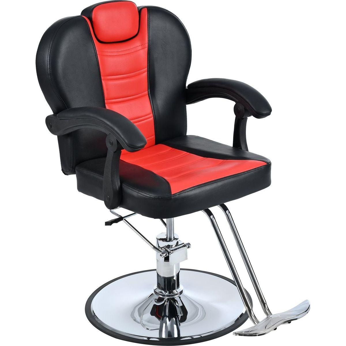 Classic Reclining barber Chair Salon Chair for Hair Stylist with Heavy Duty Hydraulic Pump, 360 Rotation, Tattoo Chair Shampoo Beauty Salon Equipment, Max Load Weight 330 Lbs, Red & Black