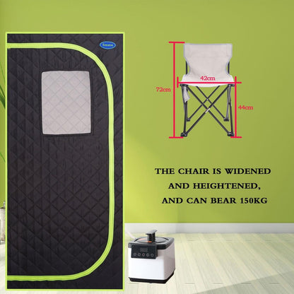 Portable Plus Type Full Size Steam Sauna tent. Spa, Detox, Therapy and Relaxation at home.Larger Space,Stainless Steel Pipes Connector Easy to Install, with FCC Certification--Black(Green binding)