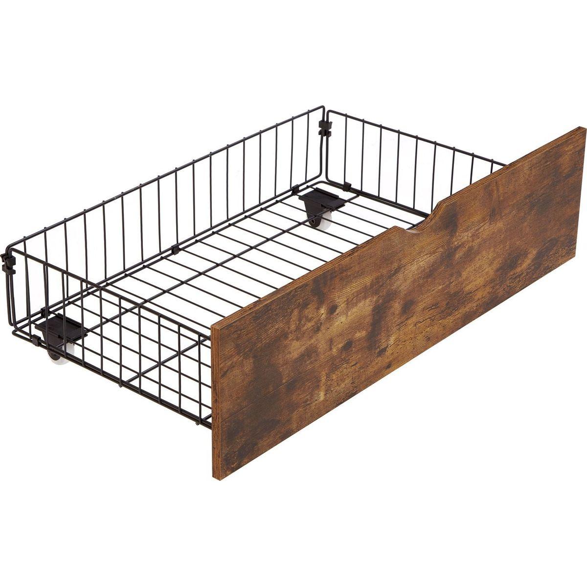 Queen Size Metal Platform Bed Frame with Wooden Headboard and Footboard with USB,Charging Station,2 Drawers,LED Lights, No Box Spring Needed, Easy Assemble