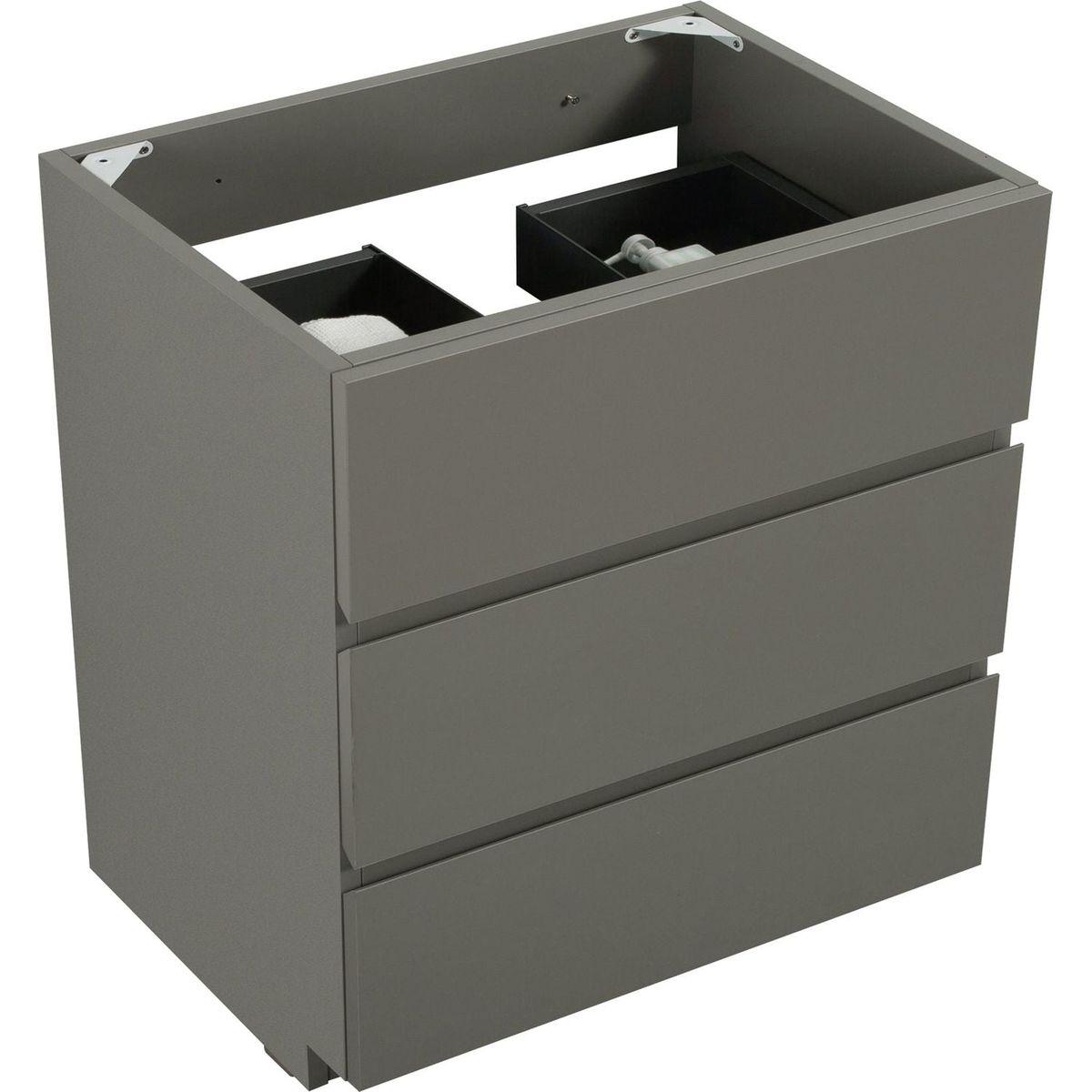 Alice-30F-102,Floor cabinet WITHOUT basin, Gray color, With three drawers, Pre-assembled