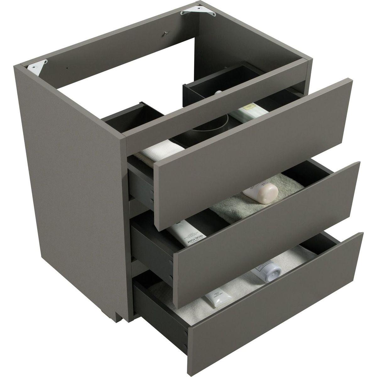 Alice-30F-102,Floor cabinet WITHOUT basin, Gray color, With three drawers, Pre-assembled