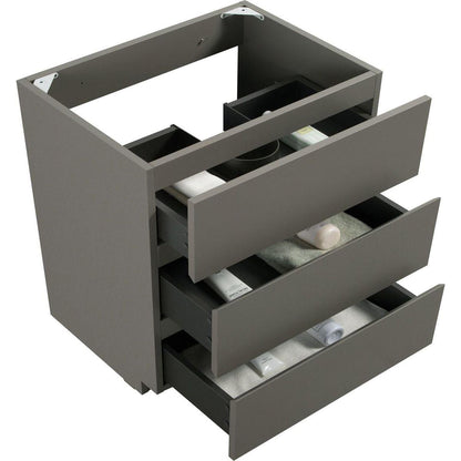 Alice-30F-102,Floor cabinet WITHOUT basin, Gray color, With three drawers, Pre-assembled