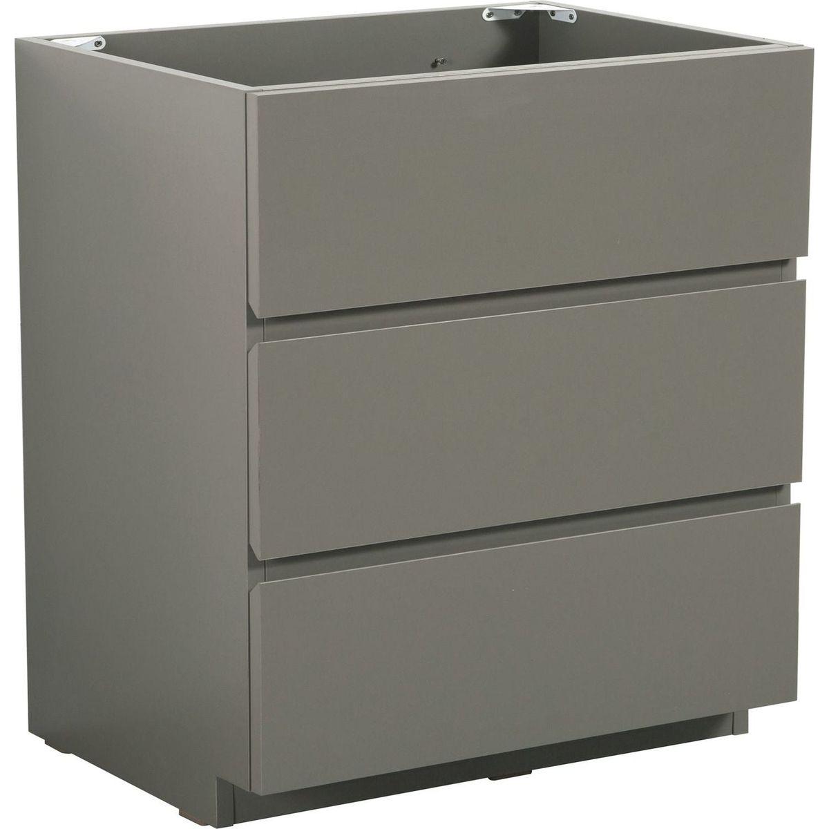 Alice-30F-102,Floor cabinet WITHOUT basin, Gray color, With three drawers, Pre-assembled