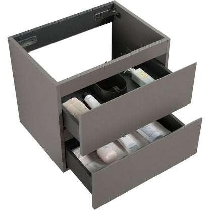Alice-24W-102,Wall mount cabinet WITHOUT basin, Gray color, with two drawers, Pre-assembled