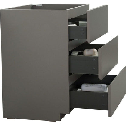 Alice-30F-102,Floor cabinet WITHOUT basin, Gray color, With three drawers, Pre-assembled