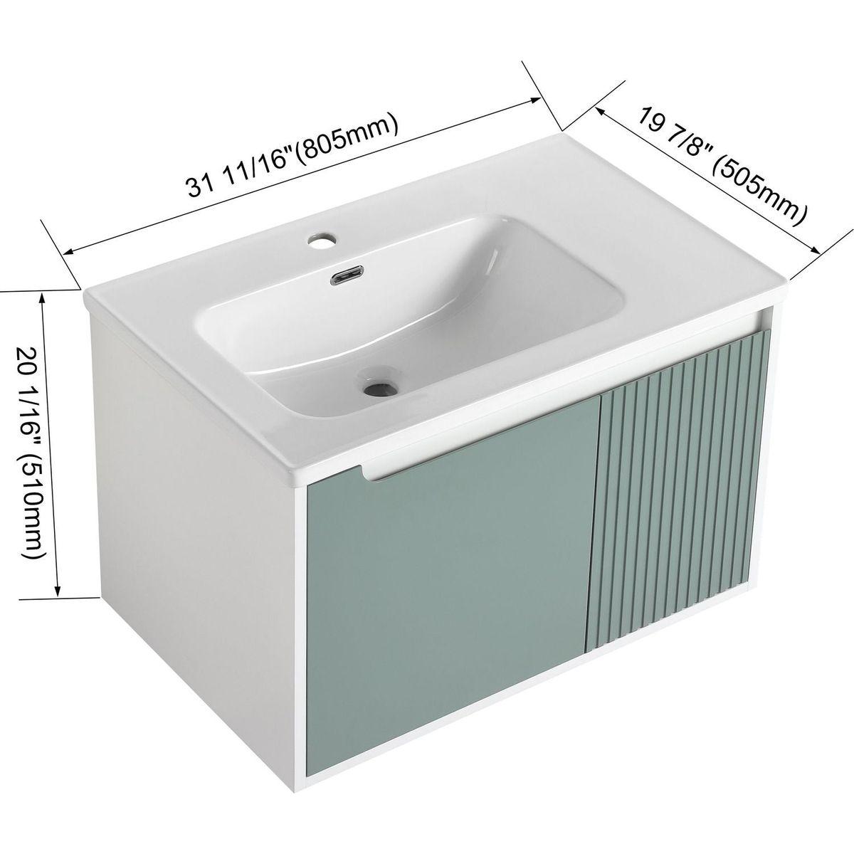 Floating Bathroom Vanity with Sink 32 Inch for Bathroom, Bathroom Vanity with Soft Close Door