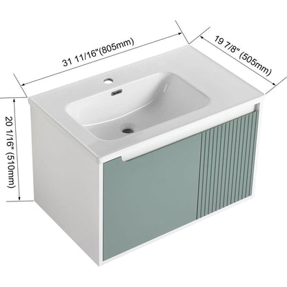 Floating Bathroom Vanity with Sink 32 Inch for Bathroom, Bathroom Vanity with Soft Close Door