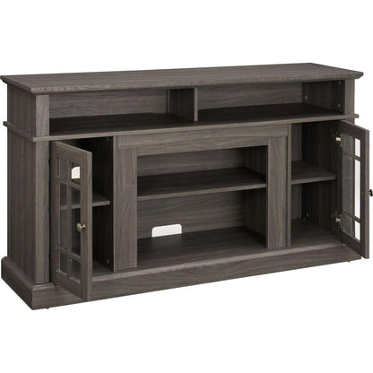 Classic TV Media Stand Modern Entertainment Console for TV Up to 65" with Open and Closed Storage Space, Dark Walnut/Black, 58.25"Wx15.75"Dx32"H