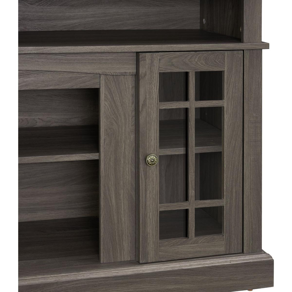 Classic TV Media Stand Modern Entertainment Console for TV Up to 65" with Open and Closed Storage Space, Dark Walnut/Black, 58.25"Wx15.75"Dx32"H