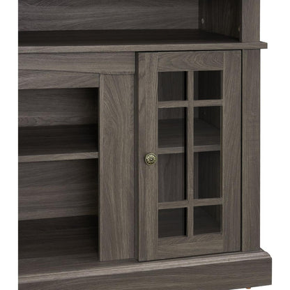 Classic TV Media Stand Modern Entertainment Console for TV Up to 65" with Open and Closed Storage Space, Dark Walnut/Black, 58.25"Wx15.75"Dx32"H