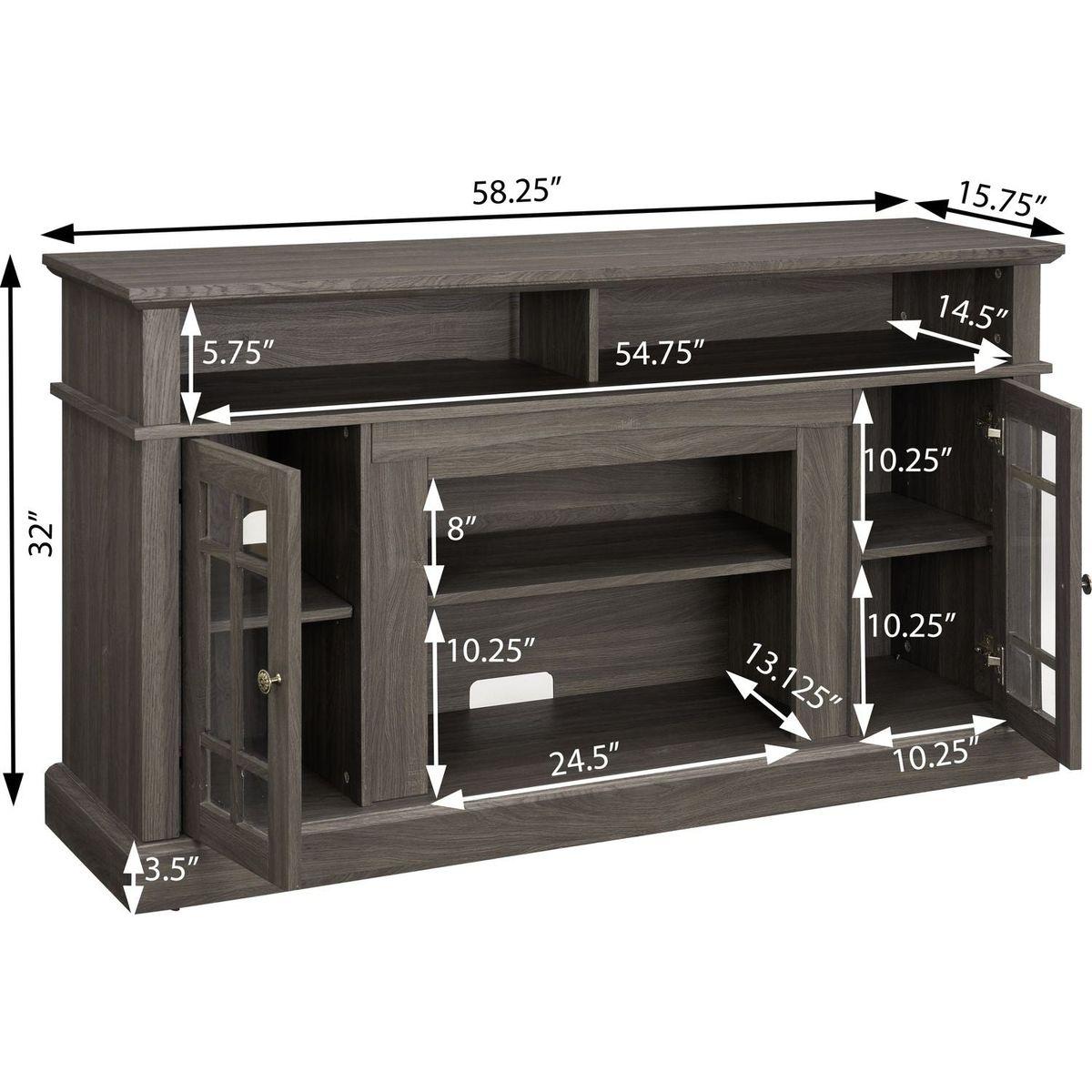 Classic TV Media Stand Modern Entertainment Console for TV Up to 65" with Open and Closed Storage Space, Dark Walnut/Black, 58.25"Wx15.75"Dx32"H