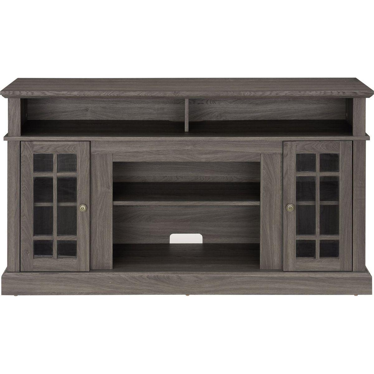 Classic TV Media Stand Modern Entertainment Console for TV Up to 65" with Open and Closed Storage Space, Dark Walnut/Black, 58.25"Wx15.75"Dx32"H