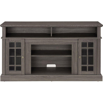 Classic TV Media Stand Modern Entertainment Console for TV Up to 65" with Open and Closed Storage Space, Dark Walnut/Black, 58.25"Wx15.75"Dx32"H