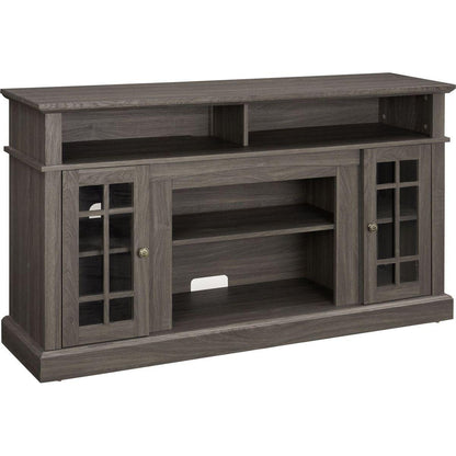 Classic TV Media Stand Modern Entertainment Console for TV Up to 65" with Open and Closed Storage Space, Dark Walnut/Black, 58.25"Wx15.75"Dx32"H