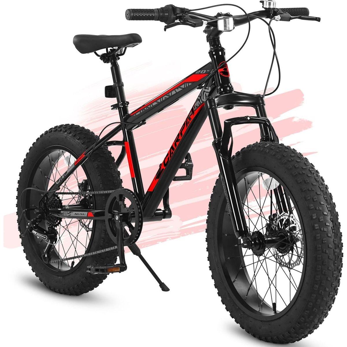 Kids Bike 20 Inch Wheels, 4" Wide Fat Tire Snow Mountain Bike Ages 8-12 Year Old, Steel Frame, 7 Speed Teenager Children Kids' Bicycles