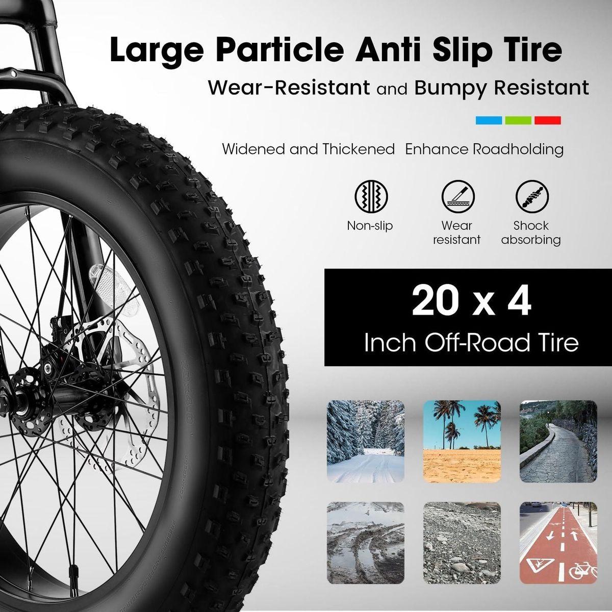 Kids Bike 20 Inch Wheels, 4" Wide Fat Tire Snow Mountain Bike Ages 8-12 Year Old, Steel Frame, 7 Speed Teenager Children Kids' Bicycles