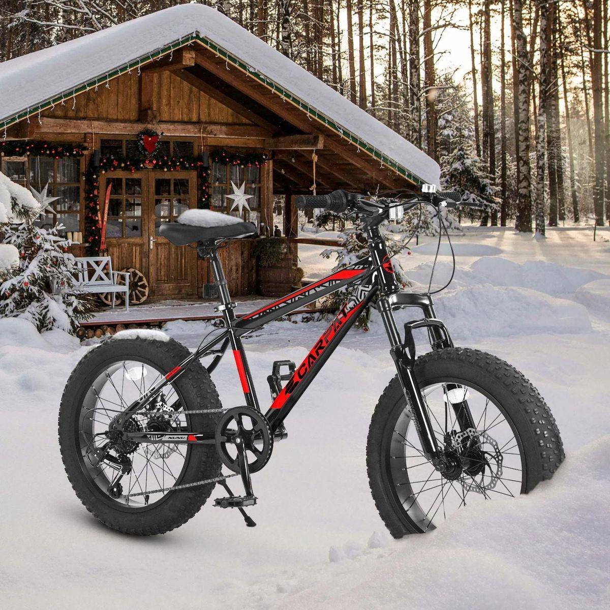 Kids Bike 20 Inch Wheels, 4" Wide Fat Tire Snow Mountain Bike Ages 8-12 Year Old, Steel Frame, 7 Speed Teenager Children Kids' Bicycles