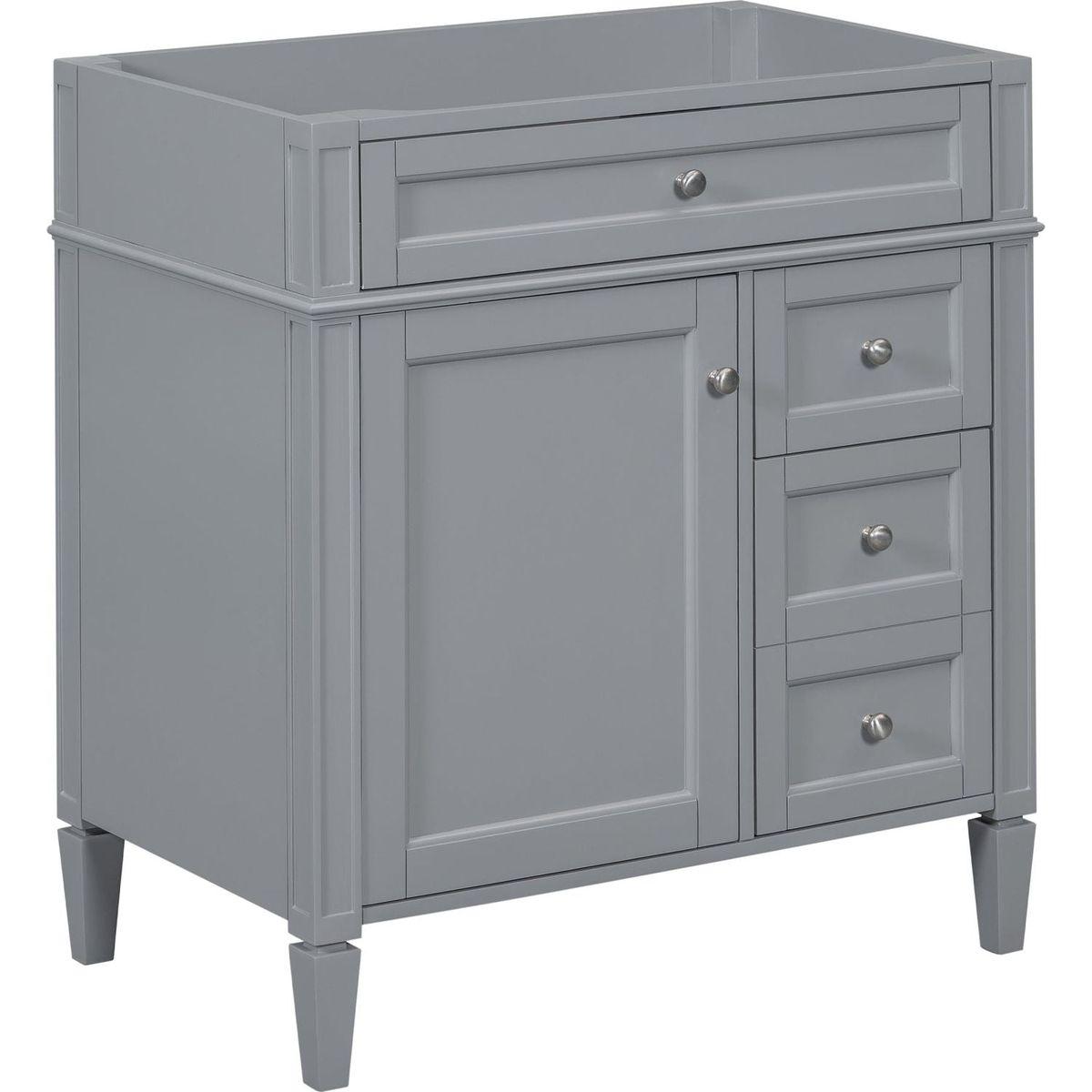 30" Bathroom Vanity without Top Sink, Modern Bathroom Storage Cabinet with 2 Drawers and a Tip-out Drawer (NOT INCLUDE BASIN)