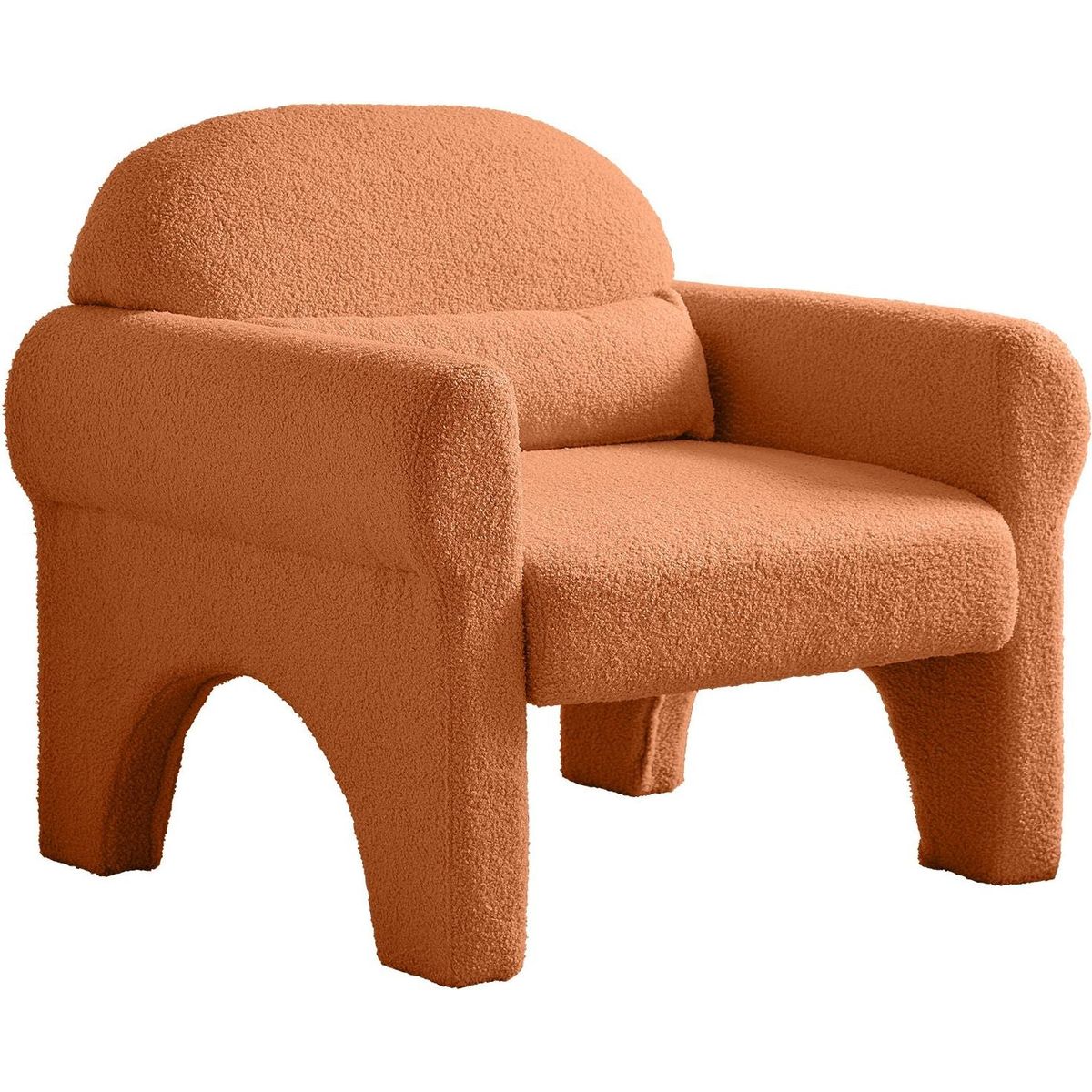 modern boucle accent chair with lumbar pillow for living room