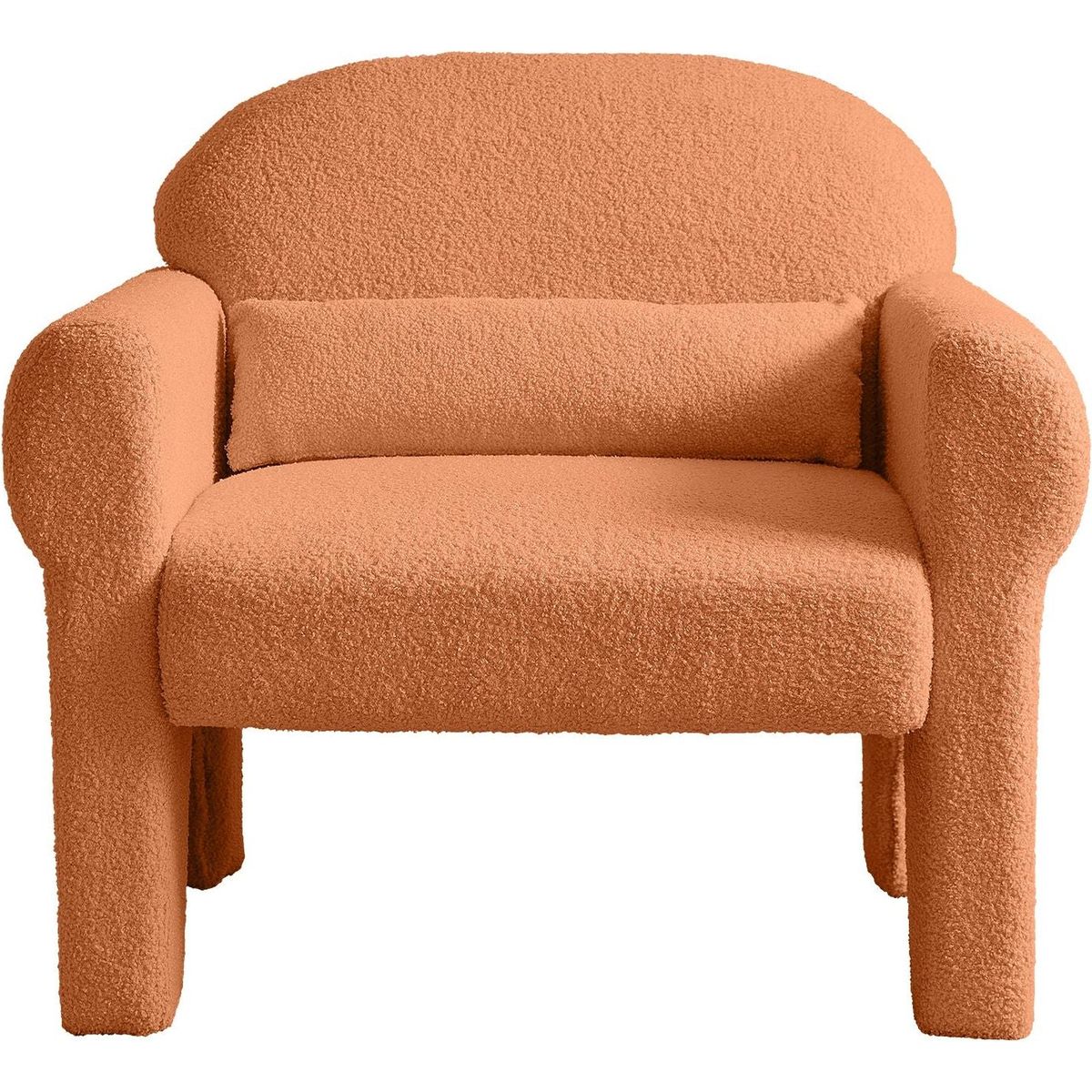 modern boucle accent chair with lumbar pillow for living room