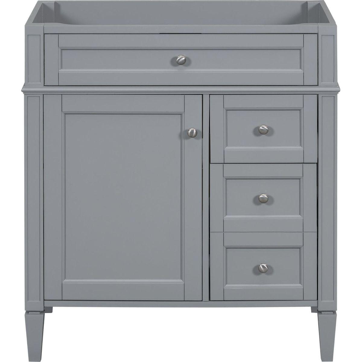 30" Bathroom Vanity without Top Sink, Modern Bathroom Storage Cabinet with 2 Drawers and a Tip-out Drawer (NOT INCLUDE BASIN)