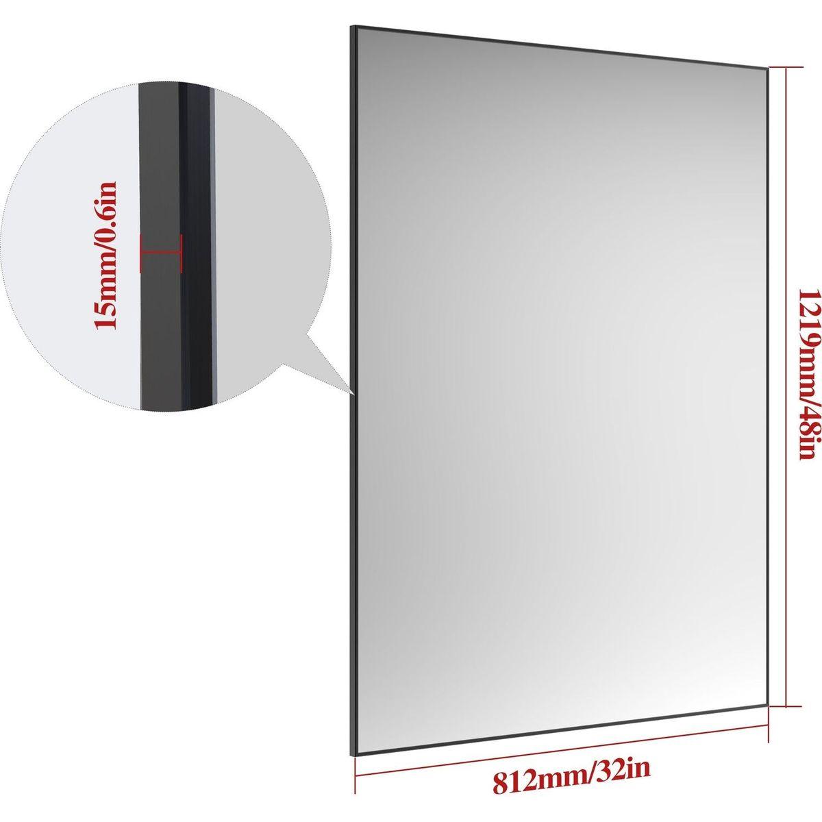 48"x32" Oversized Modern Rectangle Bathroom Mirror with Balck Frame Decorative Large Wall Mirrors for Bathroom Living Room Bedroom Vertical or Horizontal Wall Mounted mirror with Aluminum Frame