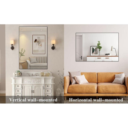 48"x32" Oversized Modern Rectangle Bathroom Mirror with Balck Frame Decorative Large Wall Mirrors for Bathroom Living Room Bedroom Vertical or Horizontal Wall Mounted mirror with Aluminum Frame