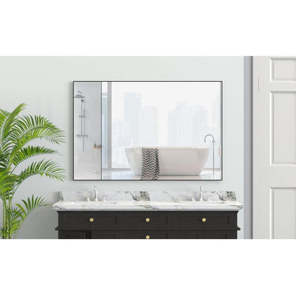 48"x32" Oversized Modern Rectangle Bathroom Mirror with Balck Frame Decorative Large Wall Mirrors for Bathroom Living Room Bedroom Vertical or Horizontal Wall Mounted mirror with Aluminum Frame
