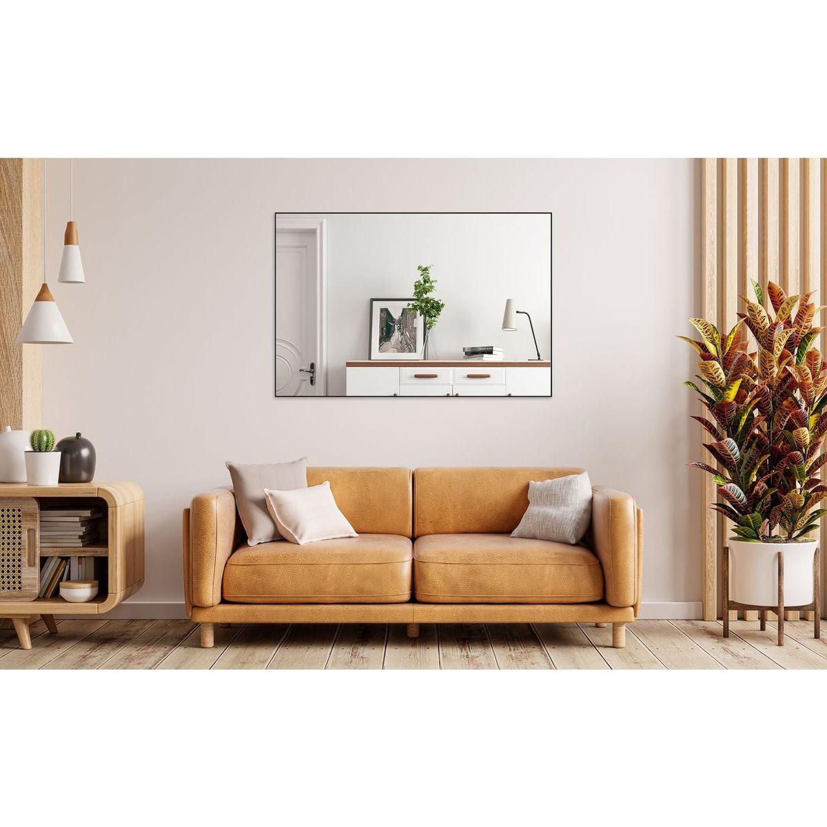 48"x32" Oversized Modern Rectangle Bathroom Mirror with Balck Frame Decorative Large Wall Mirrors for Bathroom Living Room Bedroom Vertical or Horizontal Wall Mounted mirror with Aluminum Frame